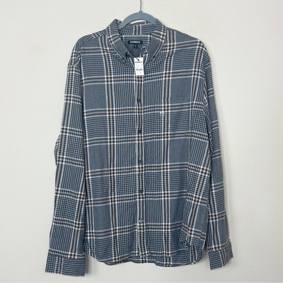NWT- Express Men’s Plaid Button Down Long Sleeve | Size XL - Picture 1 of 7